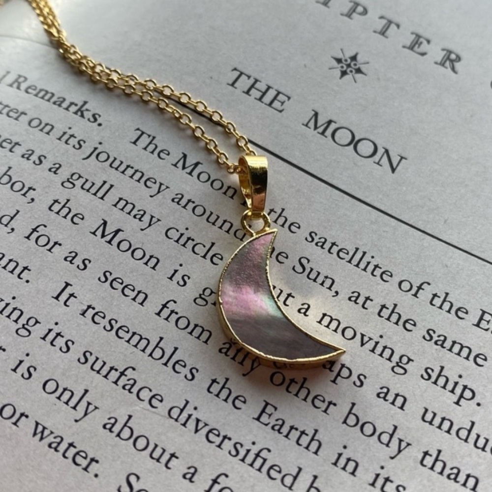 Mother of Pearl Crescent Moon Gold Plated Necklace